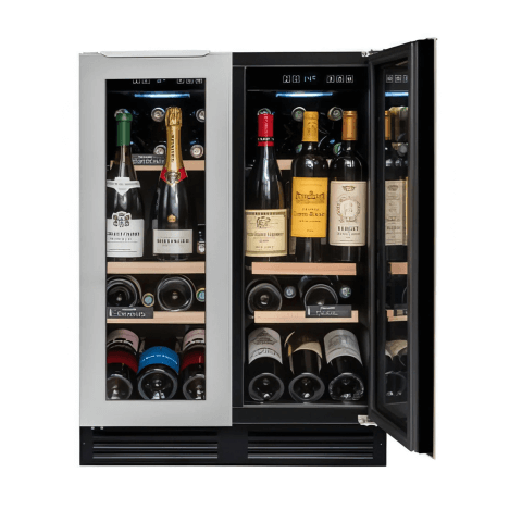 Avintage 600mm 47 Bottle Dual Zone Undercounter Wine Cooler AVU48DPX1 Front View Open