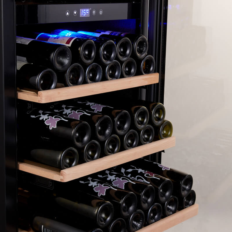 Bodega43 180 Bottle Capacity Dual Zone Wine Cooler Internal Close Up