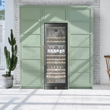 Caple WF1553 Freestanding Triple Zone Wine Cooler in Black Front View