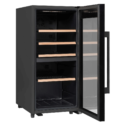 Climadiff 41 Bottle Dual Zone Freestanding Wine Cooler - CLD40B1 Empty and Fully Open