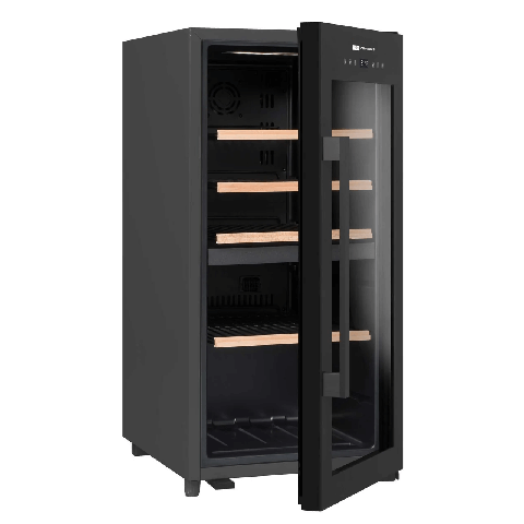 Climadiff 41 Bottle Dual Zone Freestanding Wine Cooler - CLD40B1 Turned Empty and Half Open