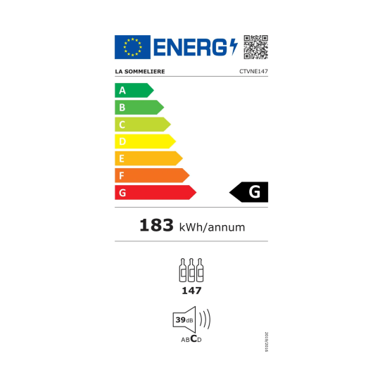 La Sommeliere 147 Bottle Freestanding Wine Cabinet - CTVNE147 Energy Label