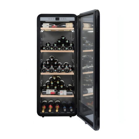 La Sommeliere 147 Bottle Single Zone Free Standing Wine Cabinet APOGEE150PV Front View Fully Open