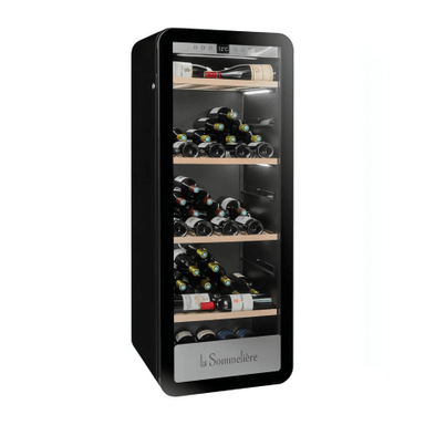 La Sommeliere 147 Bottle Single Zone Free Standing Wine Cabinet APOGEE150PV Front View Turned