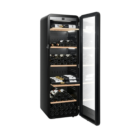 La Sommeliere 185 Bottle Single Zone Free Standing Wine Cabinet APOGEE200PV Front View Fully Open