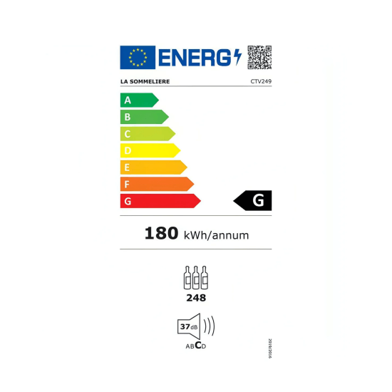 La Sommeliere 248 Bottle Freestanding Wine Cabinet - CTV249 Energy Label