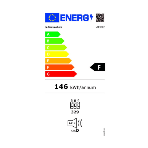 La Sommeliere 325 Bottle Single Zone Freestanding Wine Cabinet VIP330P Energy Label