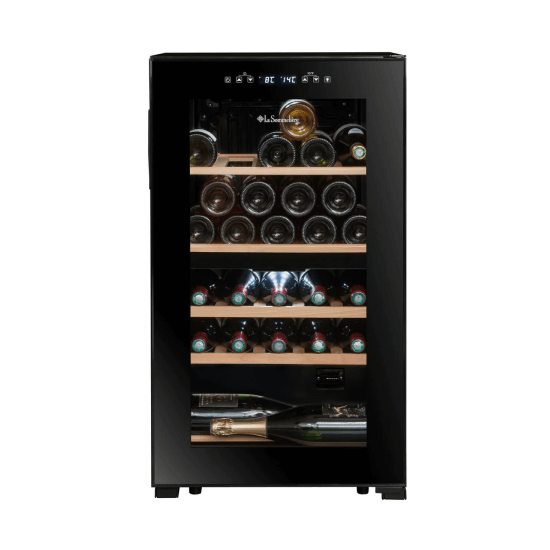 La Sommeliere 32 Bottle Dual Zone Freestanding Wine Cooler - SLS32DZBLACK Front View