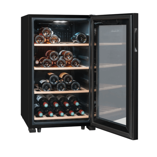 La Sommeliere 52 Bottle Freestanding Wine Fridge - LS52BLACK Fully Open