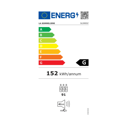 La Sommeliere 91 Bottle Dual Zone Freestanding Wine Fridge SLS90DZ Energy Label