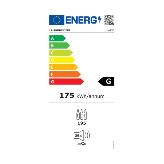 La Sommeliere VIP196 - 195 Bottle Freestanding Single or Multi Zone Wine Cabinet Energy Rating